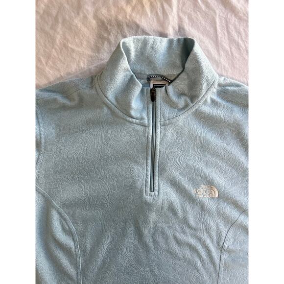 The North Face TKA 100 1/4 Zip Floral Jacket SIZE LARGE‎ Light Blue - Picture 4 of 10